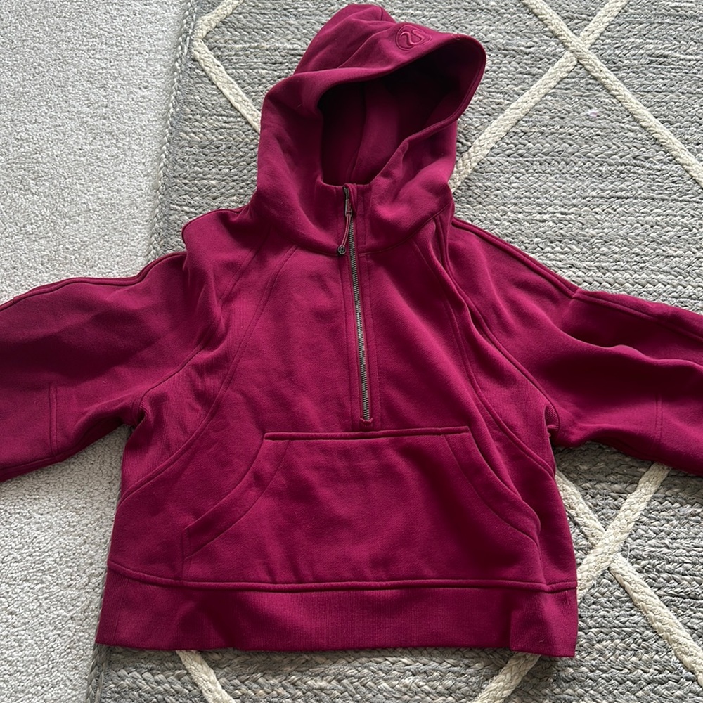Womens xs/s Lululemon Scuba half zip oversized hoodie in Pomegranate